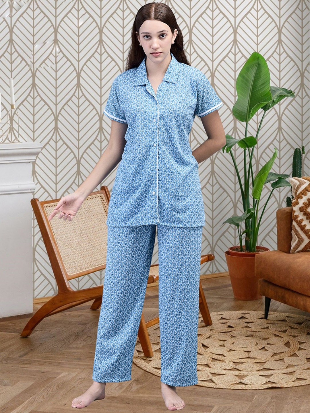 

Noty Women Printed Night suit, Blue