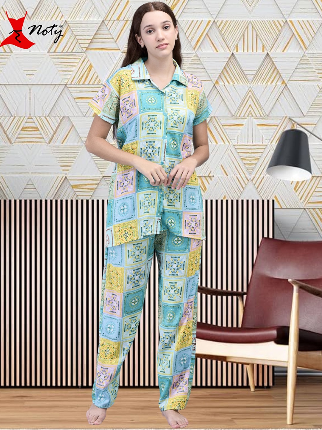 

Noty Women Printed Night suit, Blue