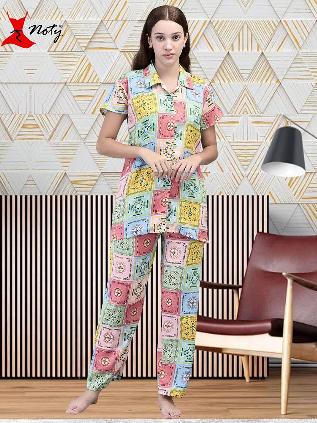 

Noty Women Printed Night suit, Yellow