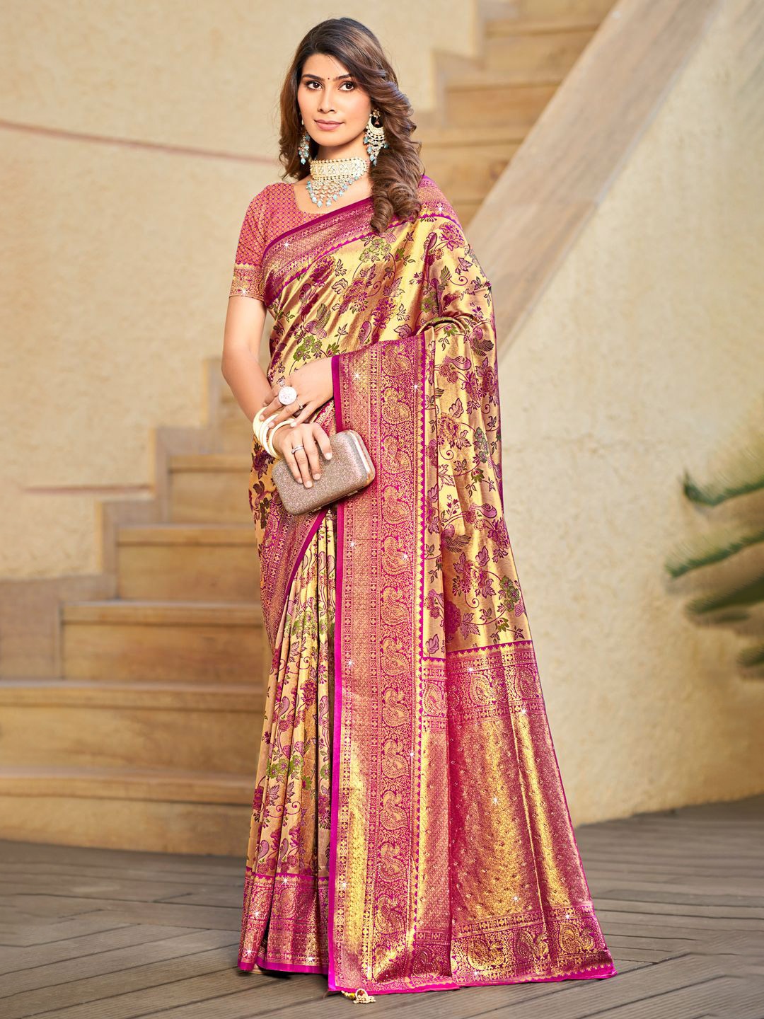 

SANGAM PRINTS Woven Design Zari Saree, Purple