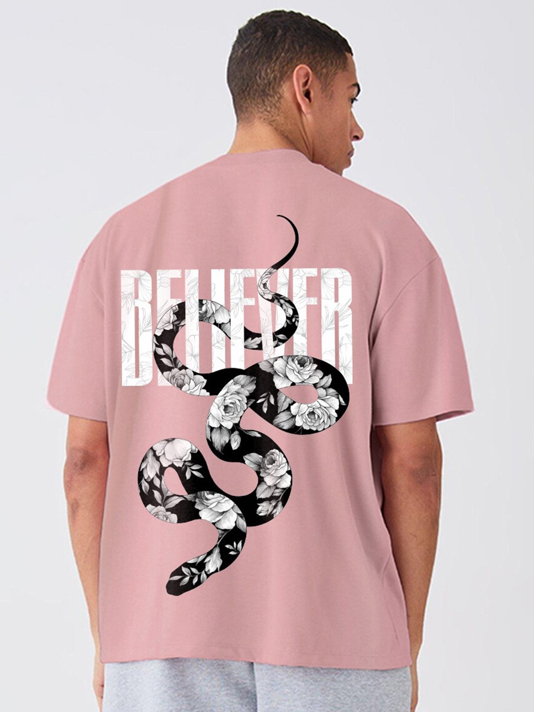 

PRONK Men Typography Printed Oversized Cotton T-shirt, Purple