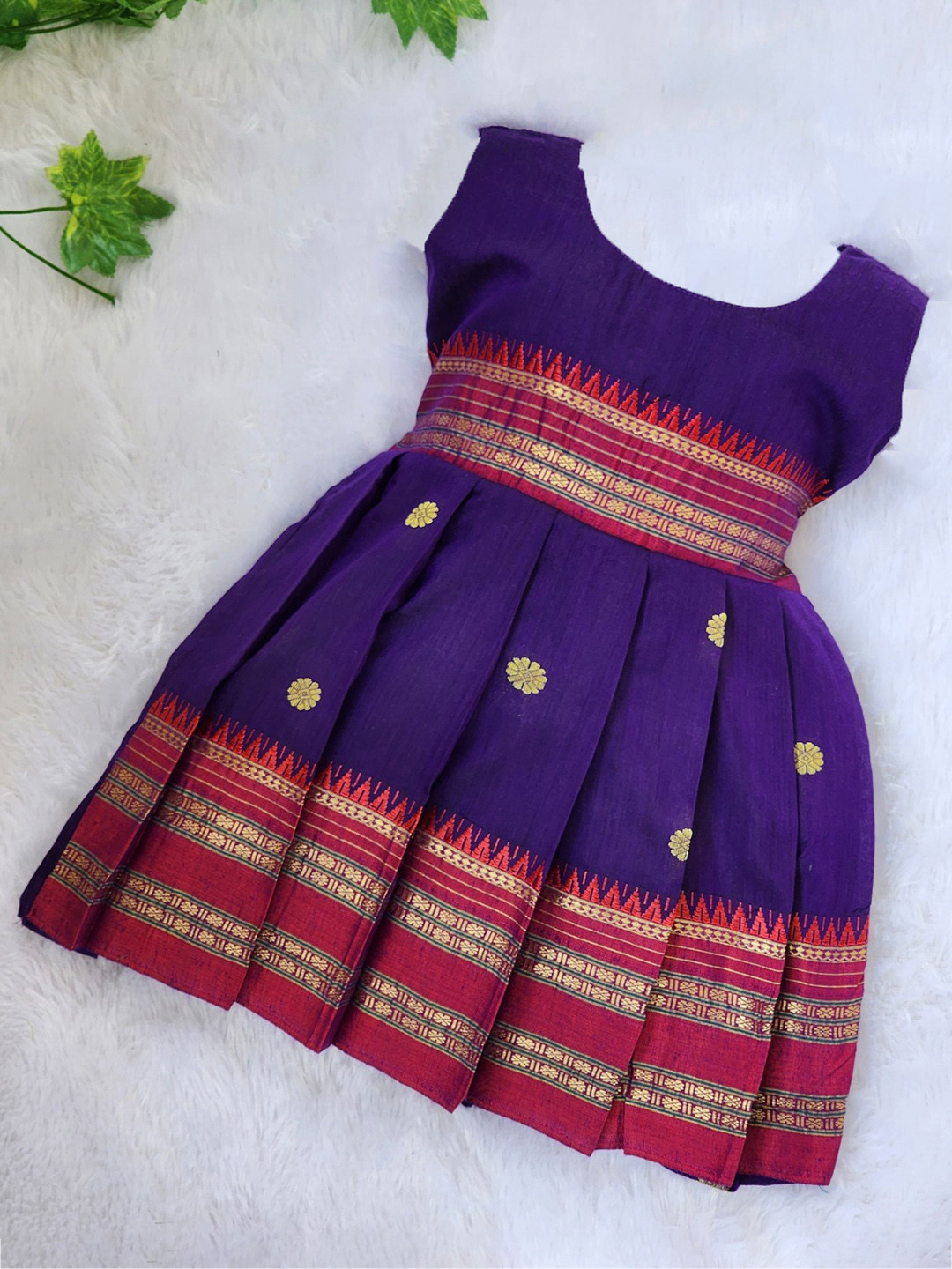 

BAESD Infant Girls Printed Sleeveless Violet Cotton Gown Ethnic Dresses