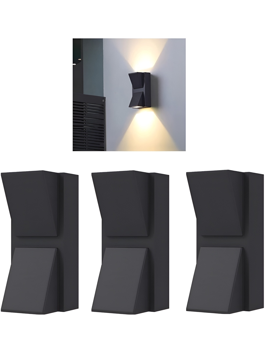 

GLINTAC Black 3 Pieces Aluminium Quirky Abstract Shaped Shaped Wall Lamp