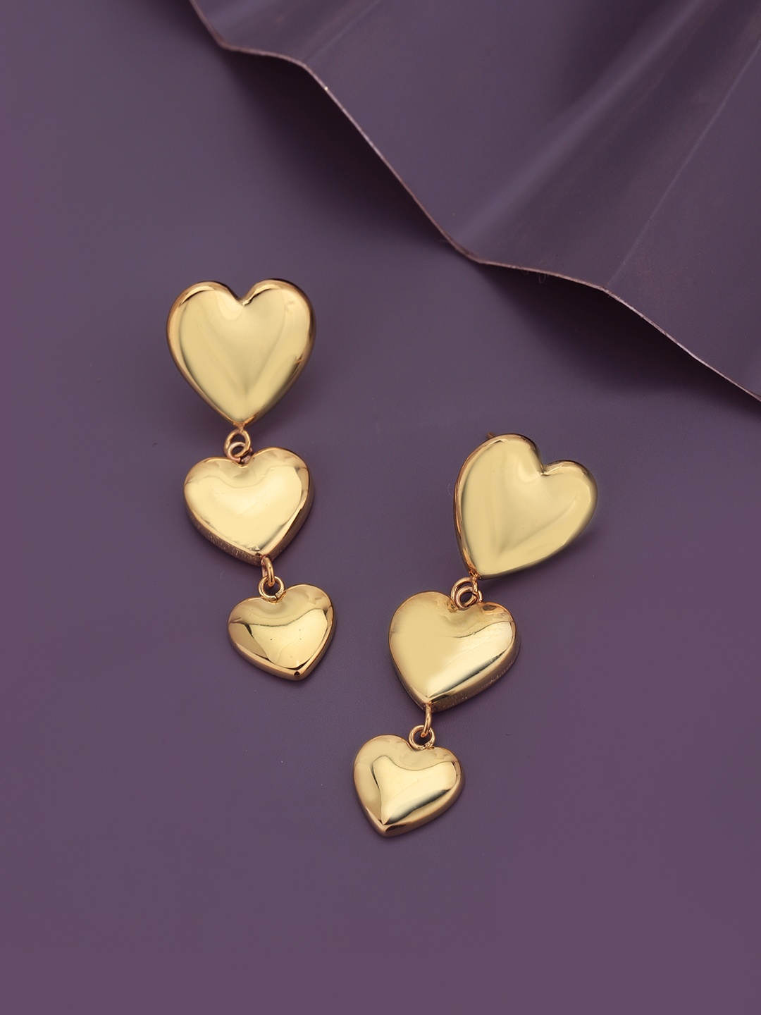 

Carlton London Gold-Plated Heart Shaped Drop Earrings