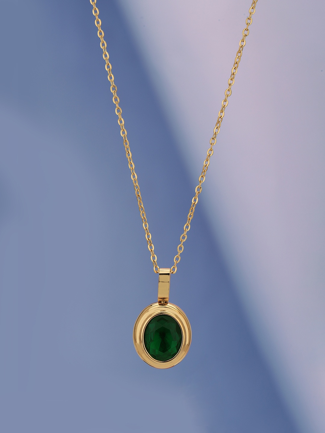 

Carlton London Gold-Plated Oval Pendant with Chain