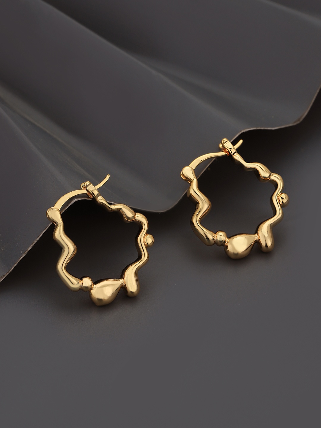 

Carlton London Gold-Plated Contemporary Stainless Steel Hoop Earrings