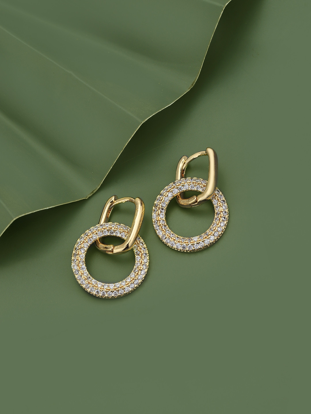 

Carlton London Gold-Plated Geometric CZ Stainless Steel Drop Earrings