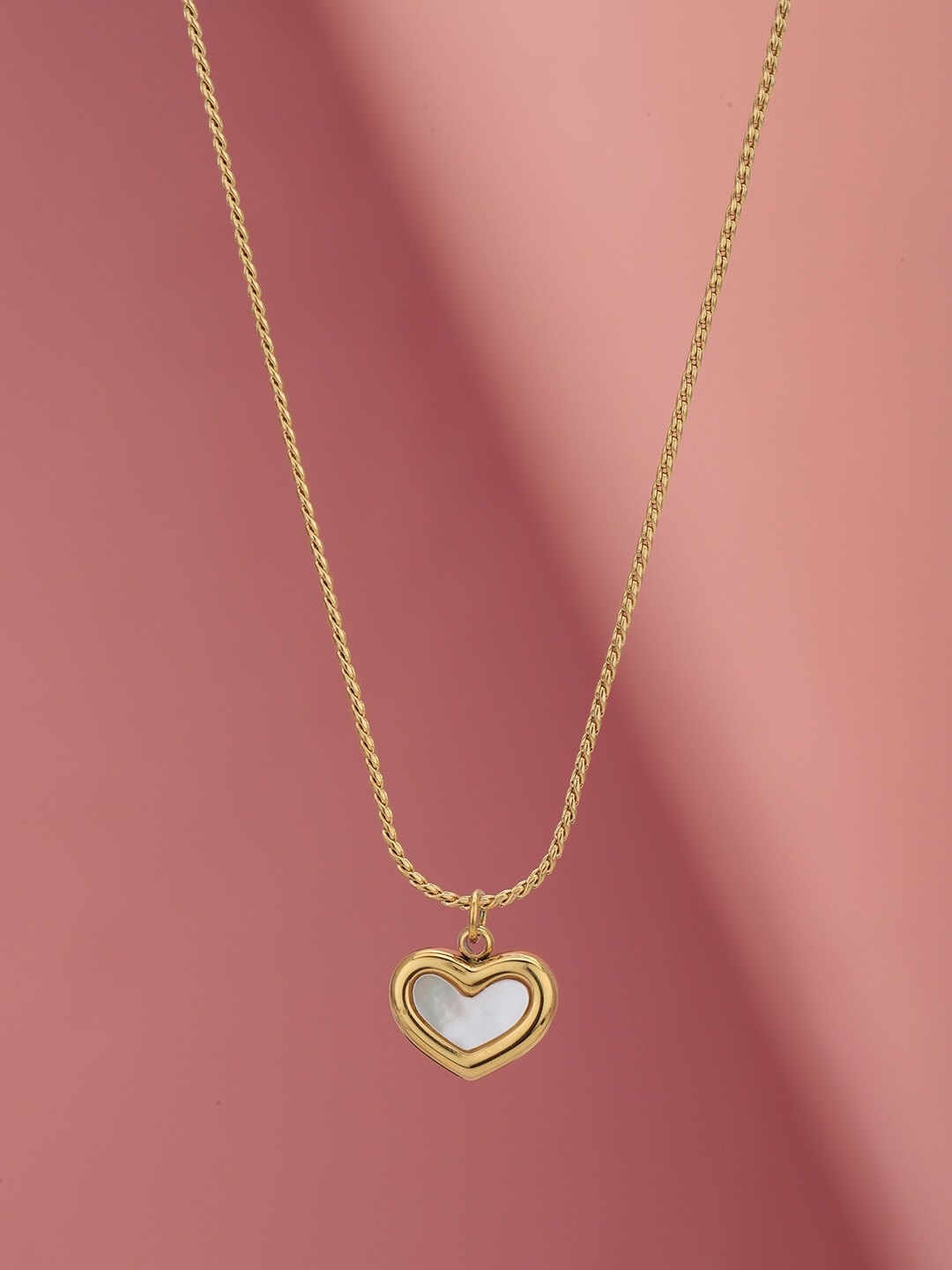 

Carlton London Gold-Plated Heart Shaped Stainless Steel Pendant with Chain