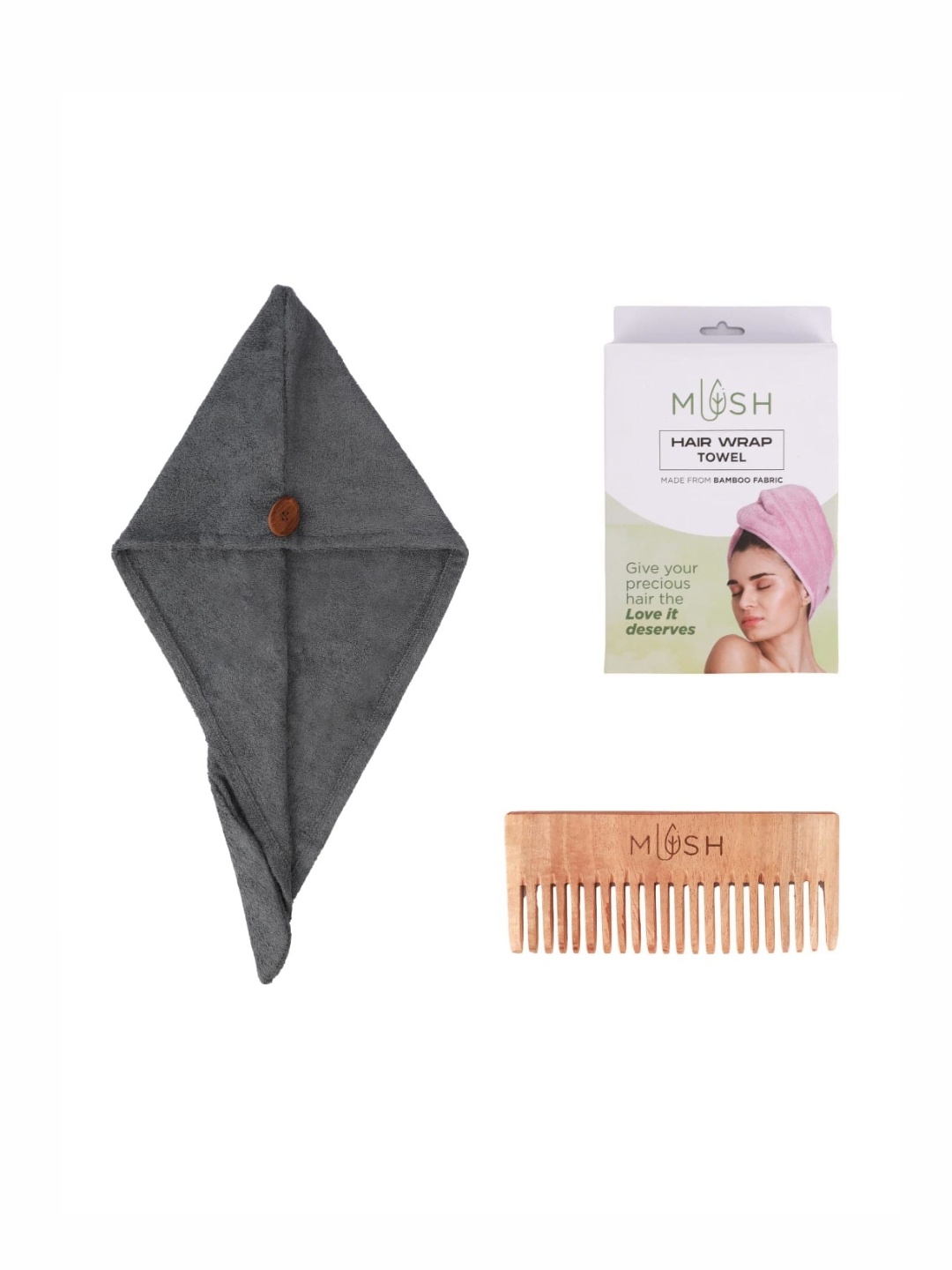 

MUSH Grey Bamboo 500 GSM Hair Wrap Towel