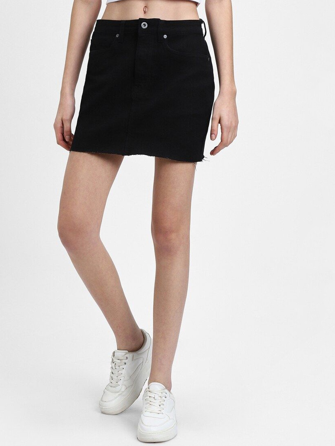 

FOREVER 21 Straight Mini Skirt, Black