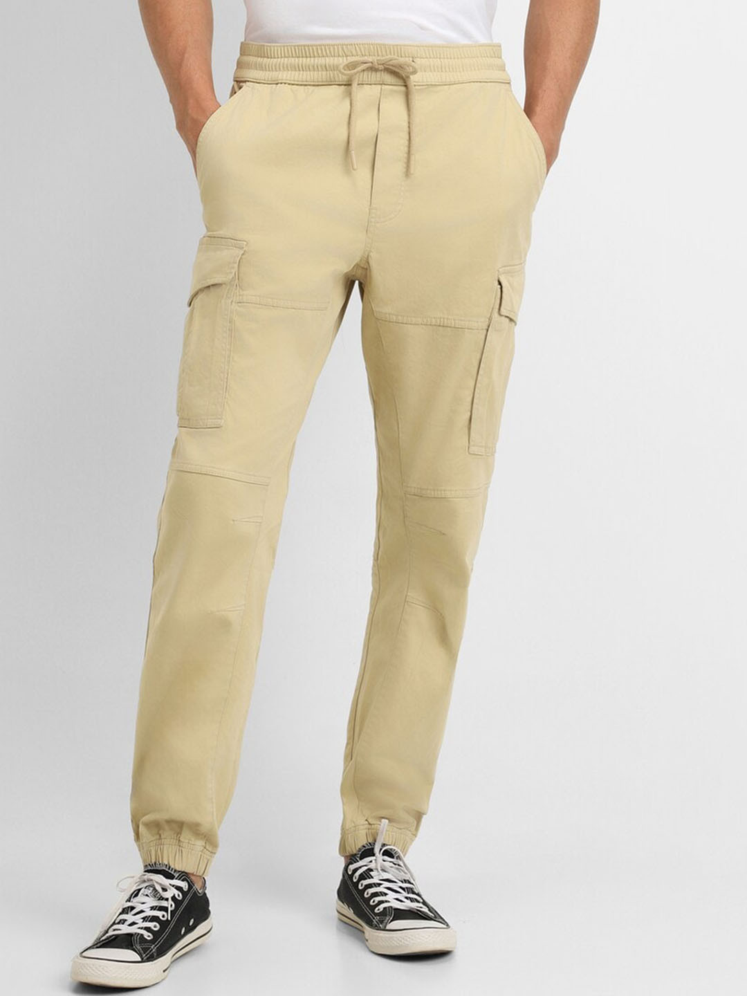 

FOREVER 21 Men Cargo-Style Joggers, Beige
