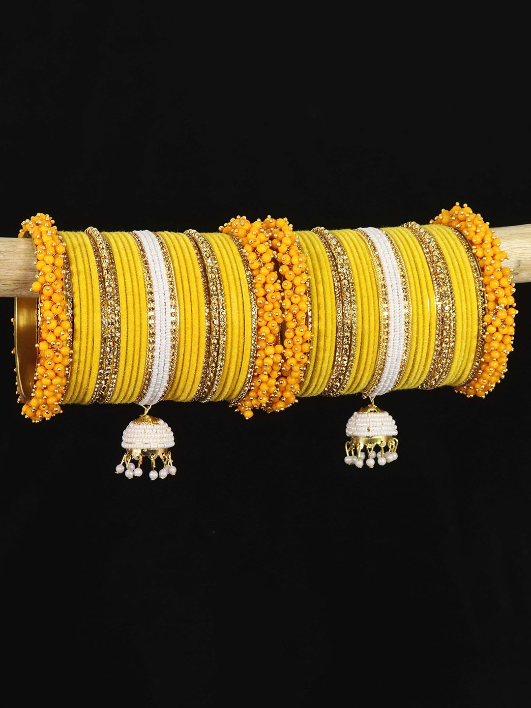 

NMII Set of 54 Zircon Artificial Beaded Bangles, Yellow