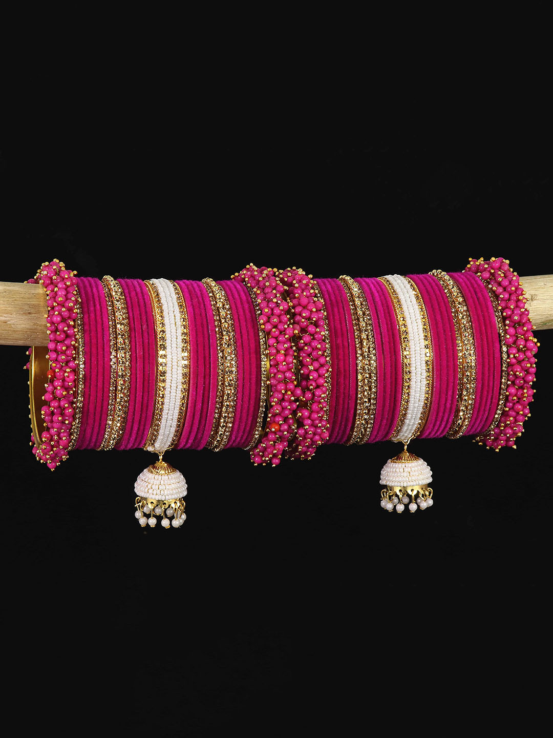 

NMII Set of 54 Artificial Beads Zircon Bangle, Magenta