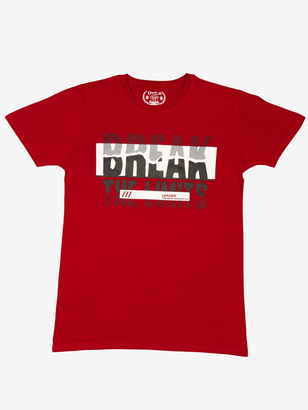 

DYCA Boys Typography Printed Round Neck T-shirt, Red