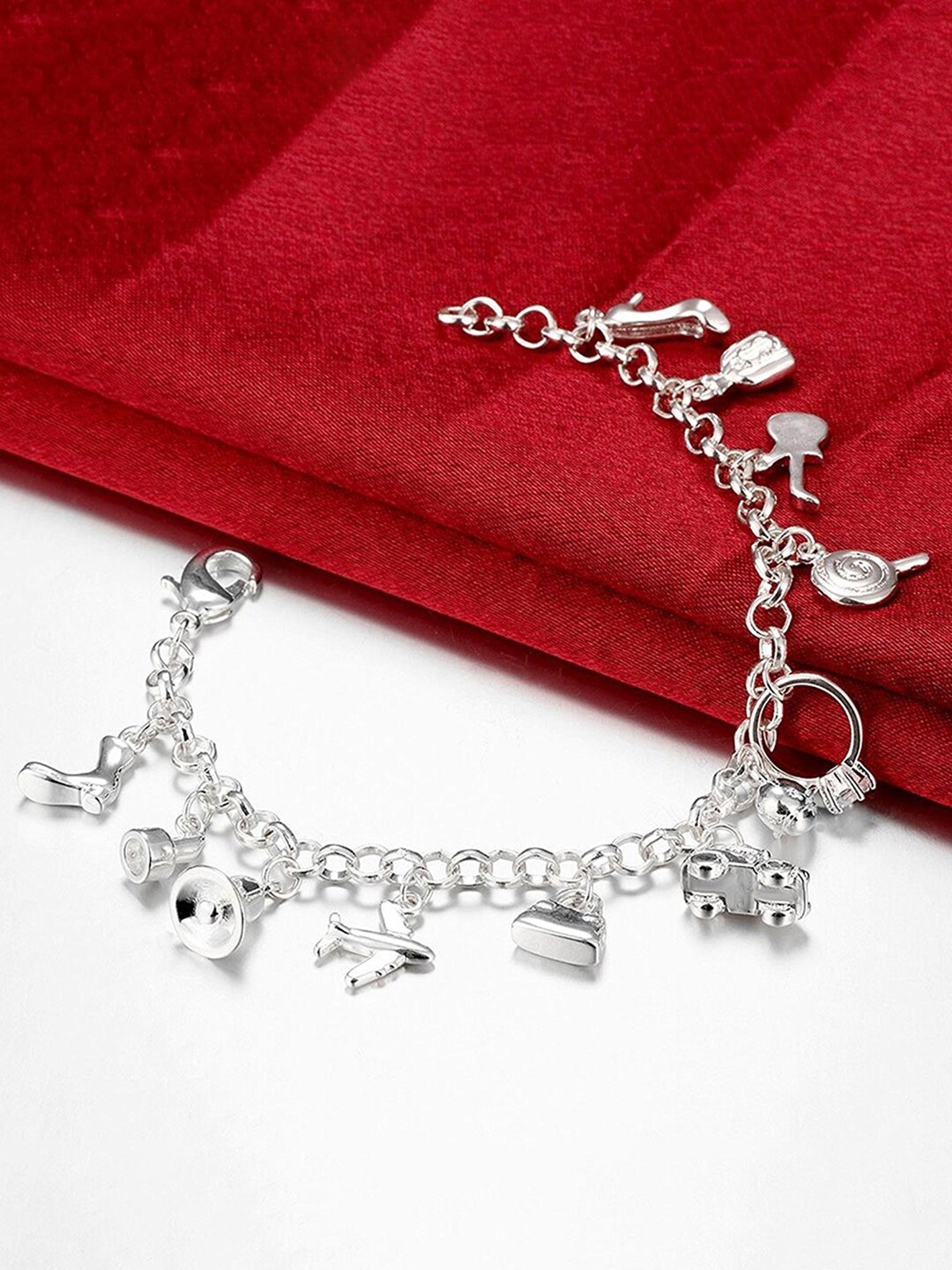 

Peora Silver Plated 925 Sterling Silver Charm Bracelet