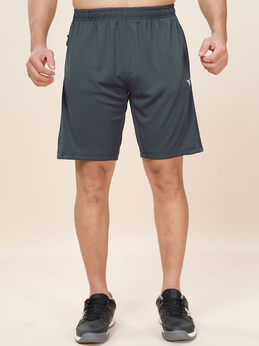

Technosport Men Plus Size Slim Fit Mid-Rise Rapid-Dry Training or Gym Sports Shorts, Grey