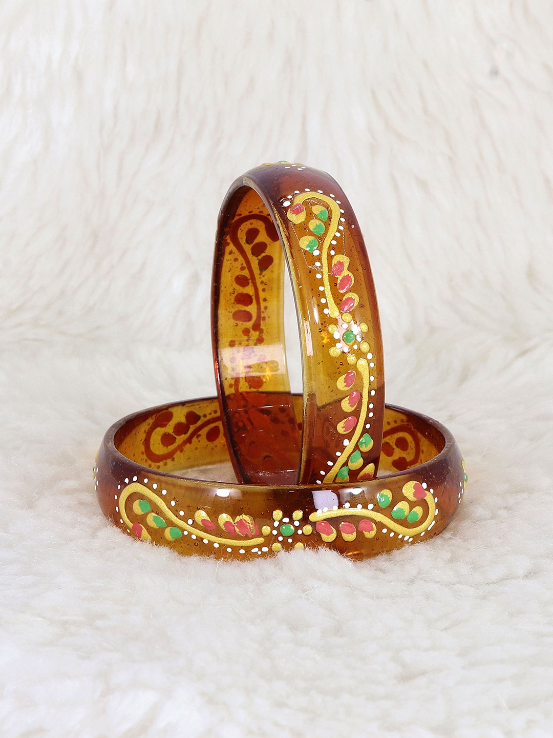 

NMII Set of 2 Printed Kada Bangles, Brown