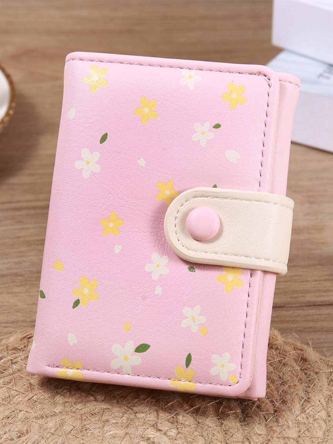 

SYGA Women Floral Printed Leather Three Fold Wallet, Pink