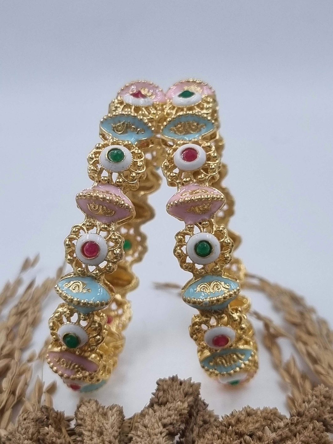 

Anouk Gold Toned Set of 2 Gold Plated Kundan Stone Studded Bangles