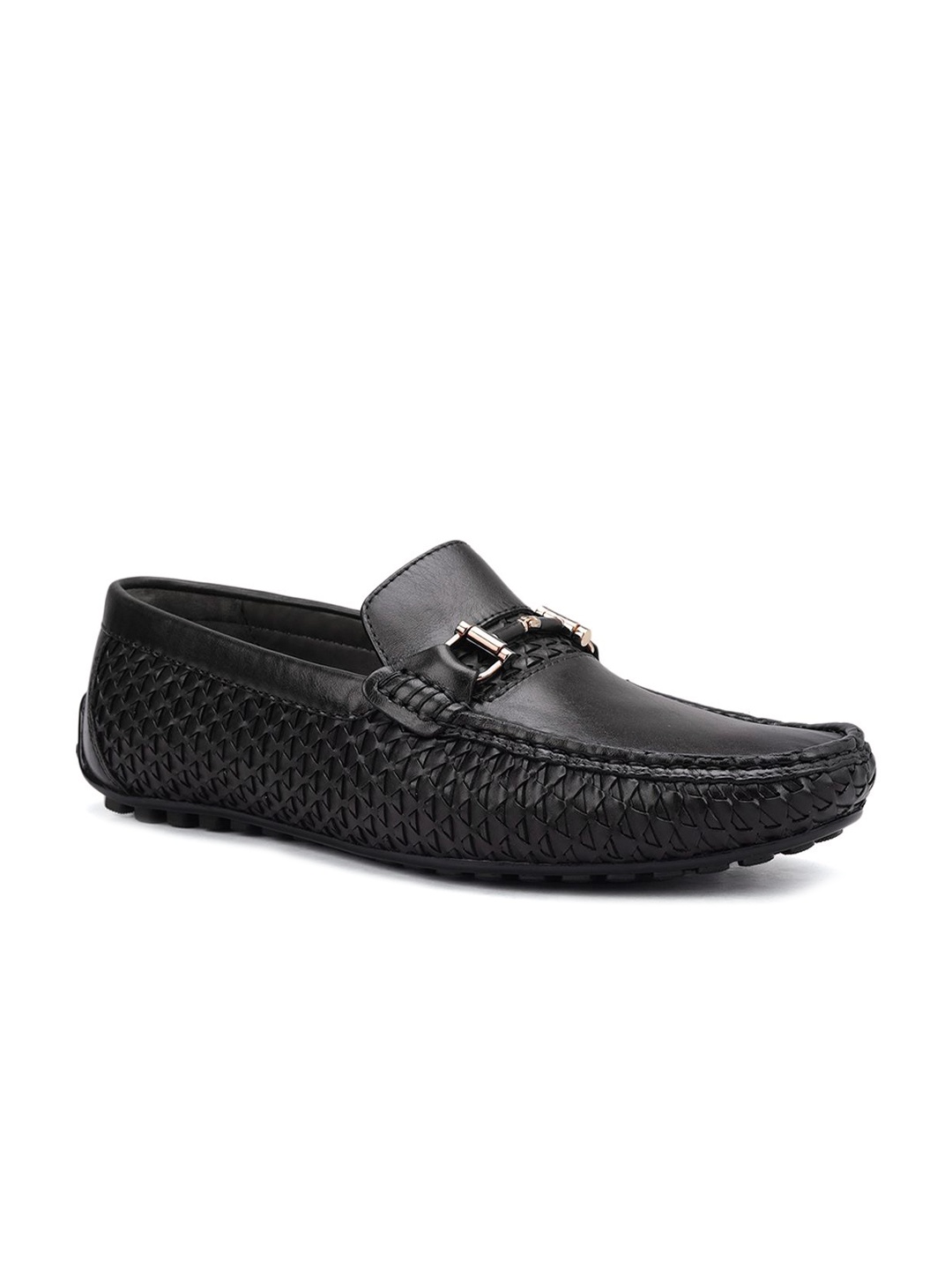 

ROSSO BRUNELLO Men Textured Leather Loafers, Black