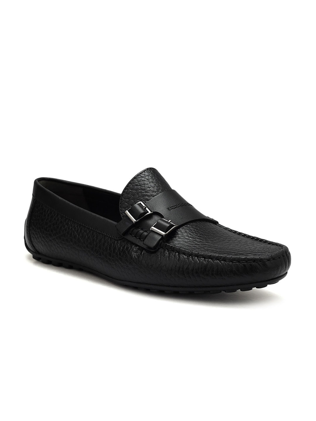 

ROSSO BRUNELLO Men Textured Leather Monk Shoes, Black