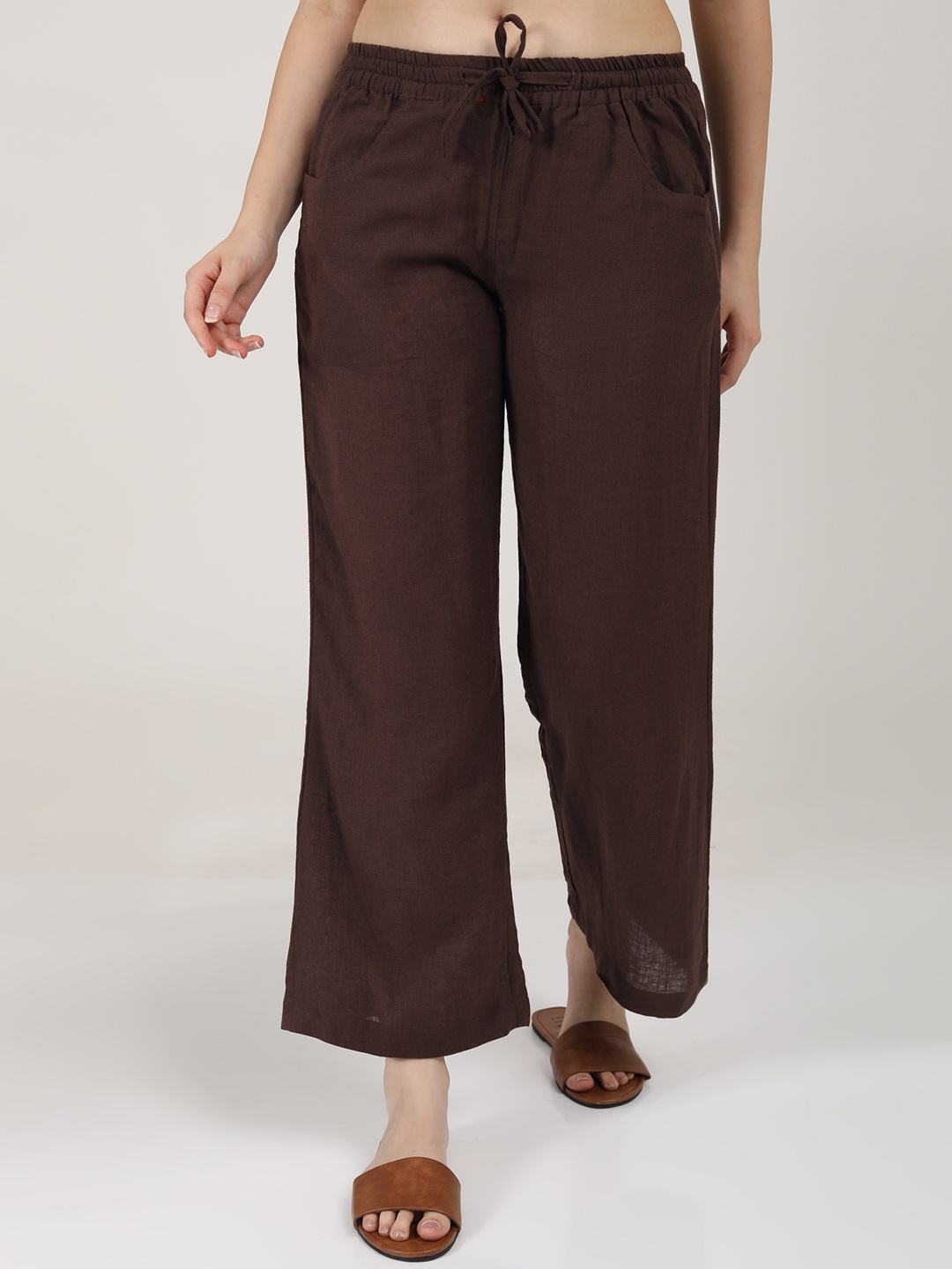 

Saltpetre Women Relaxed Straight Fit Parallel Trousers, Coffee brown
