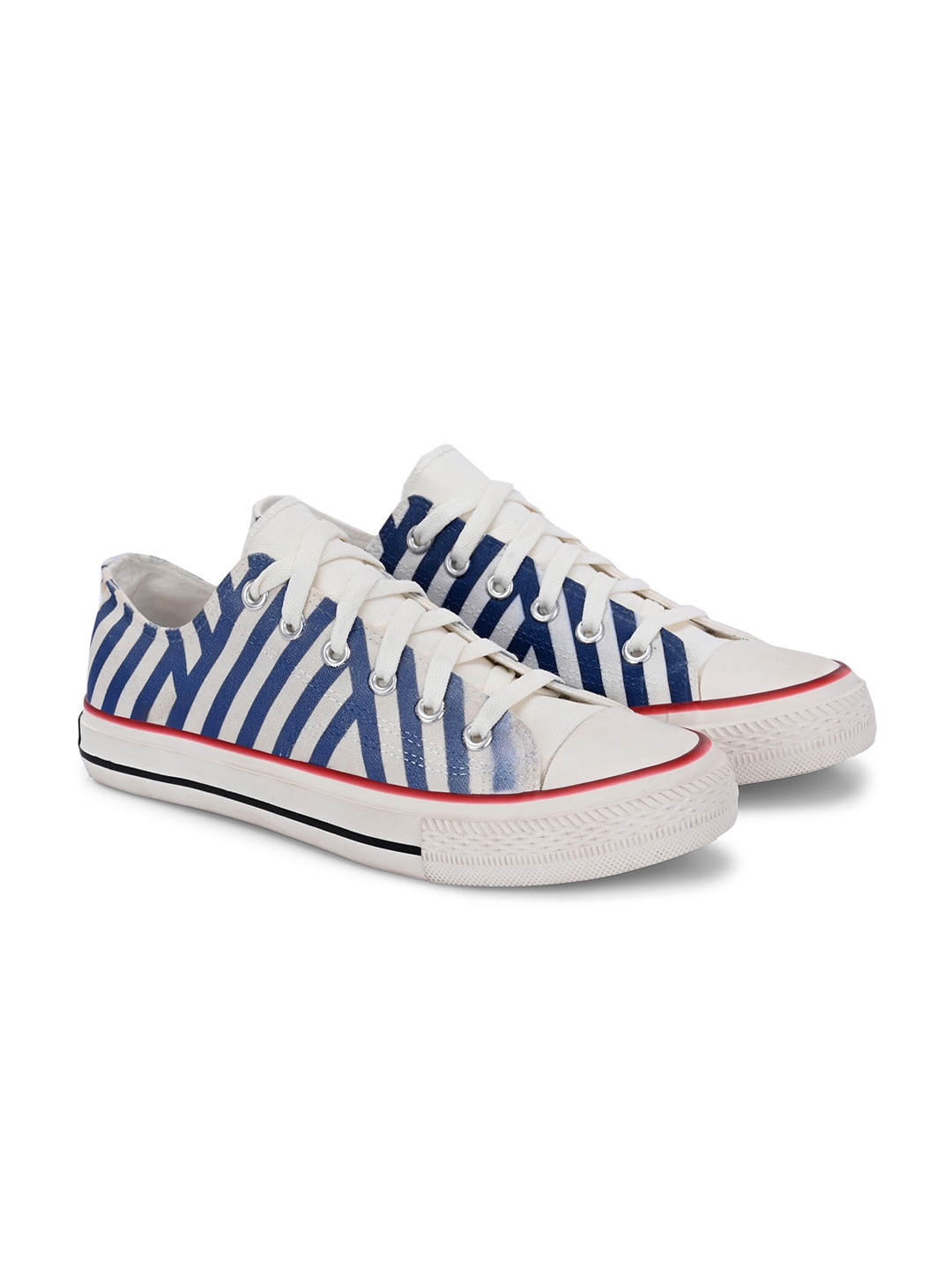 

CROWCIA LONDON Men Printed Round Toe Lightweight Canvas Sneakers, Blue
