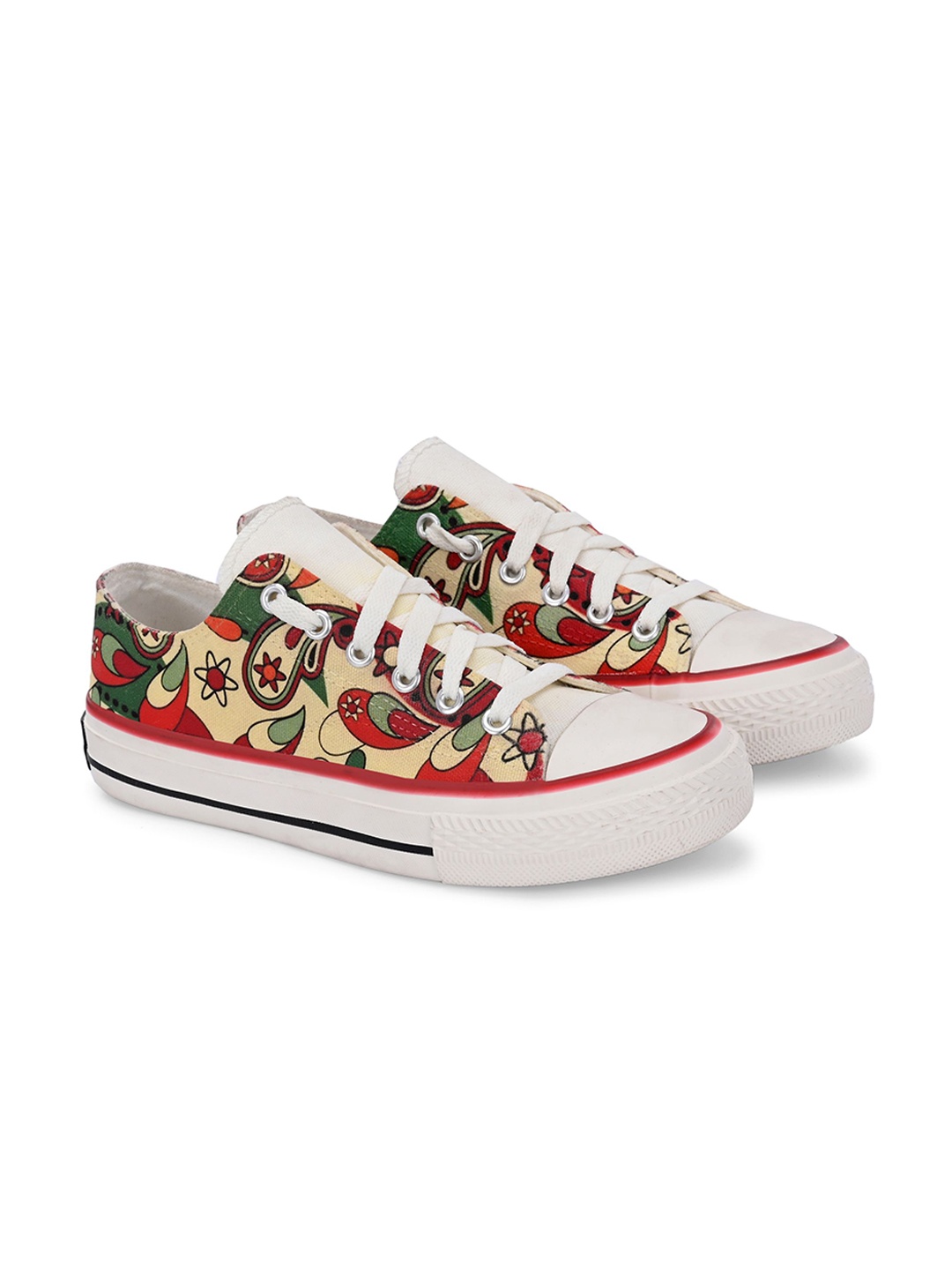 

CROWCIA LONDON Men Printed Casual Canvas Sneakers, Multi
