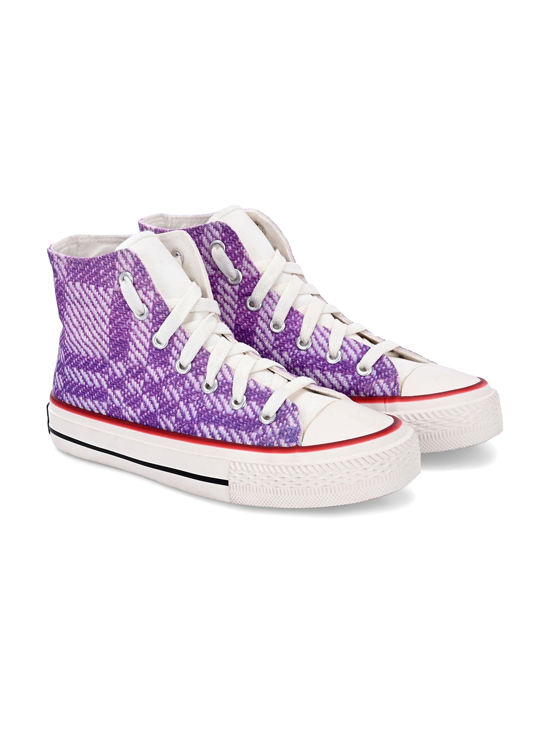 

CROWCIA LONDON Men Printed Round Toe Lightweight Canvas Sneakers, Purple