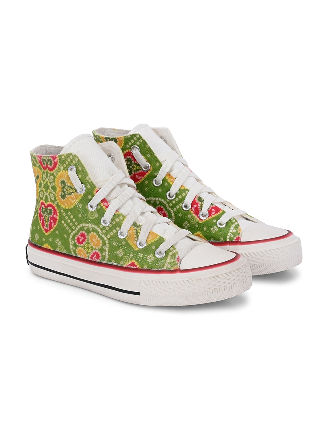 

CROWCIA LONDON Men Printed High-Top Canvas Sneakers, Multi
