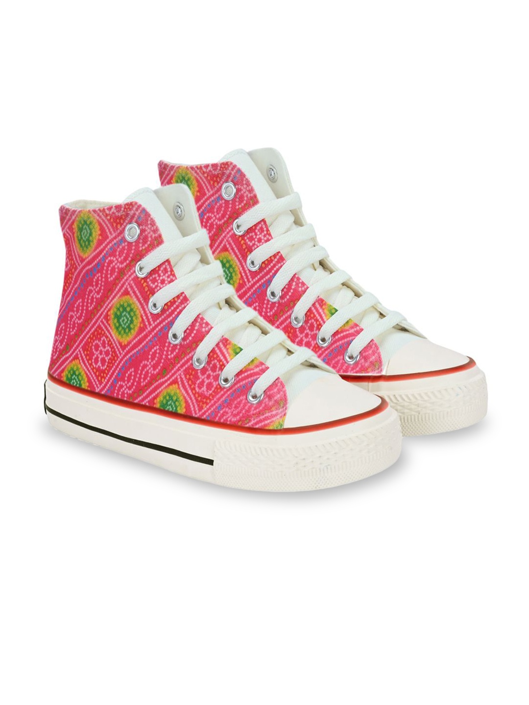 

CROWCIA LONDON Men Printed High-Top Sneakers, Pink