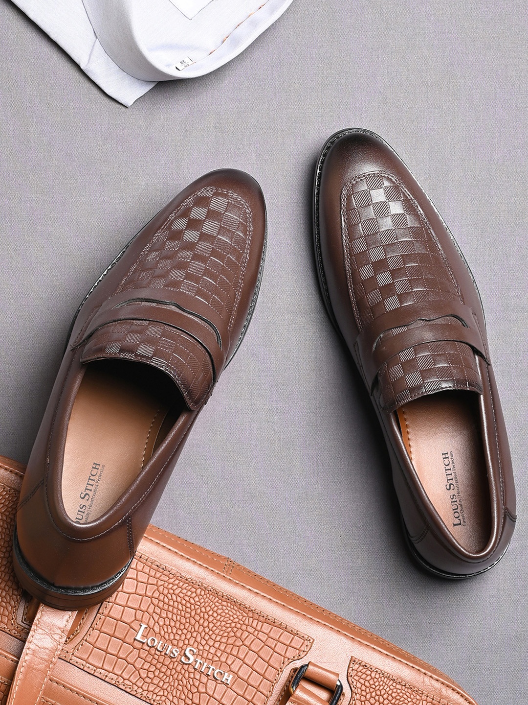 

LOUIS STITCH Men Brunette Brown Formal Slip-On Mocassin Shoes