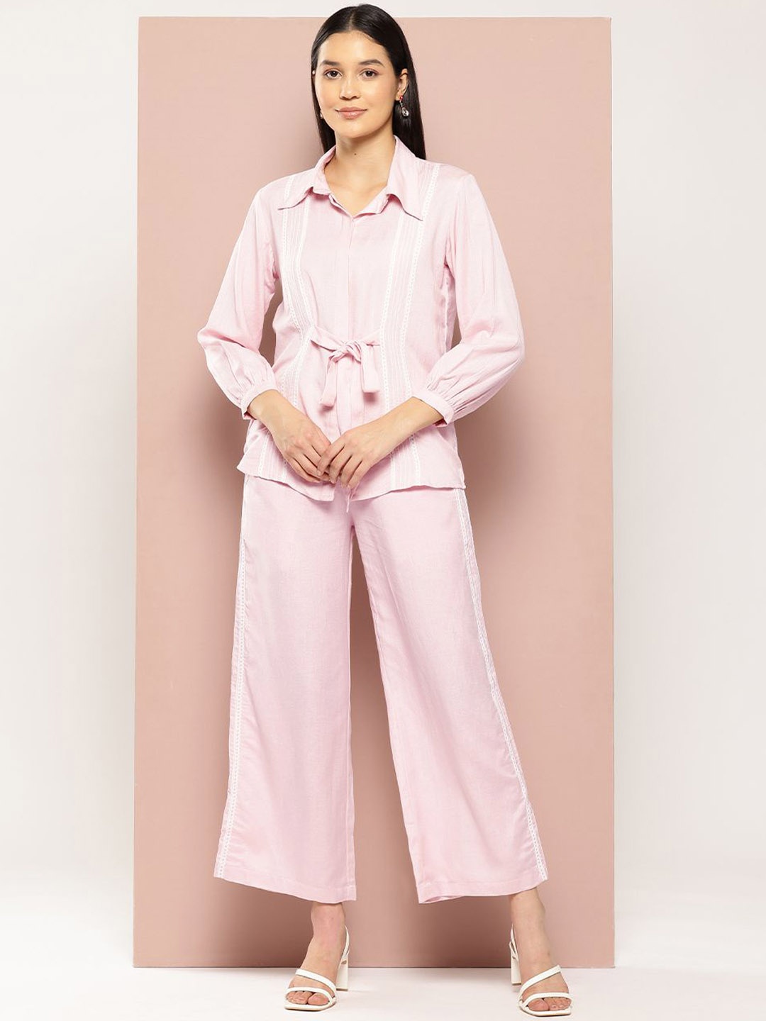 

HERE&NOW Long Sleeve Shirt & Trouser Co-Ords, Pink