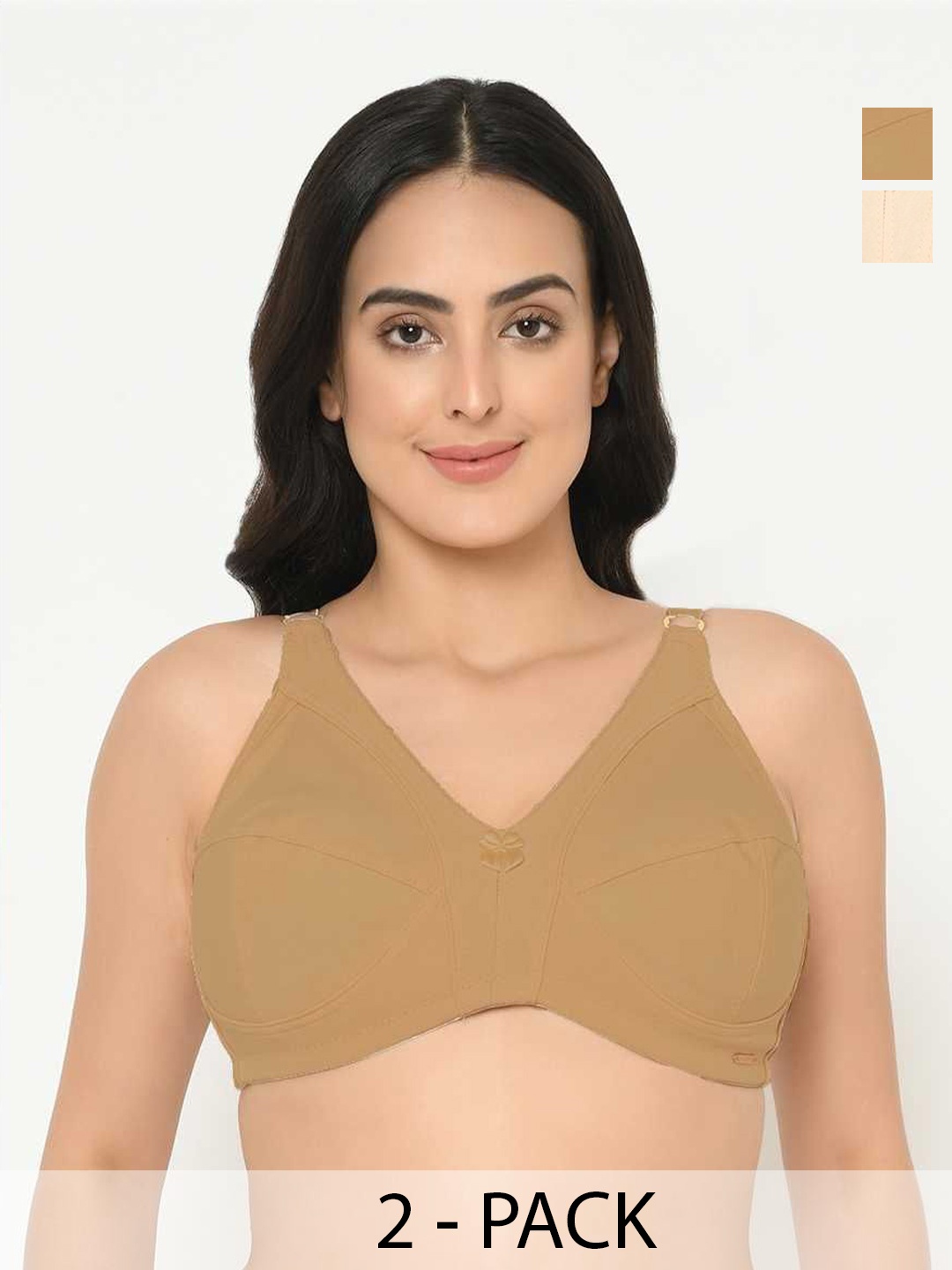 Curvy Love women Full Coverage non wired everyday bra, Brown