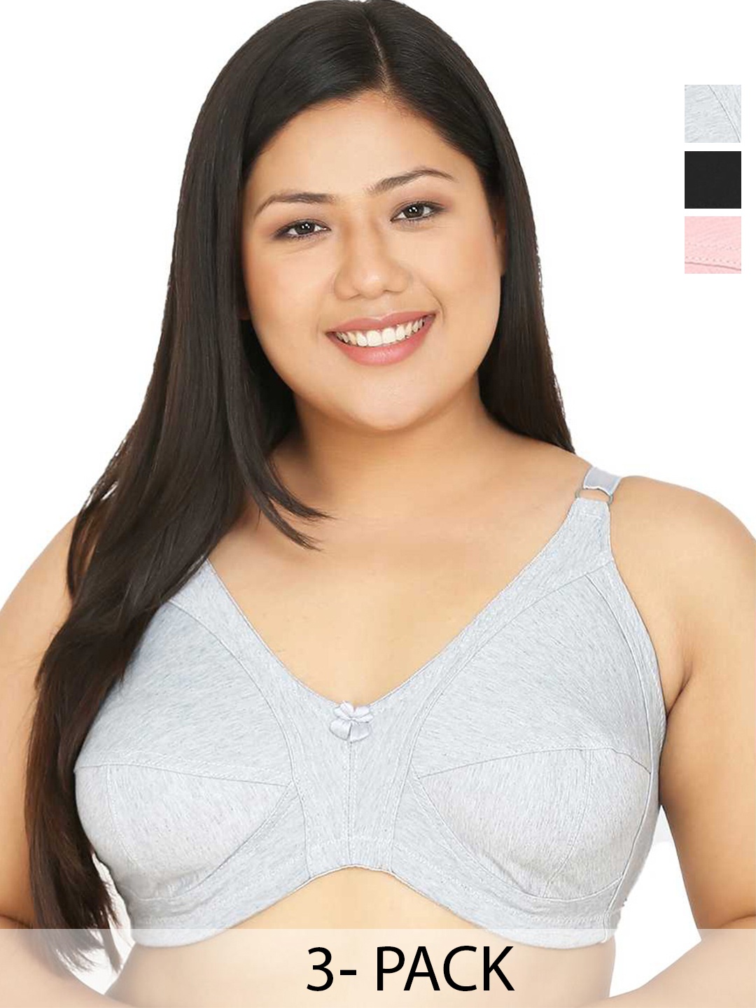 Curvy Love women Full Coverage non wired everyday bra, Black