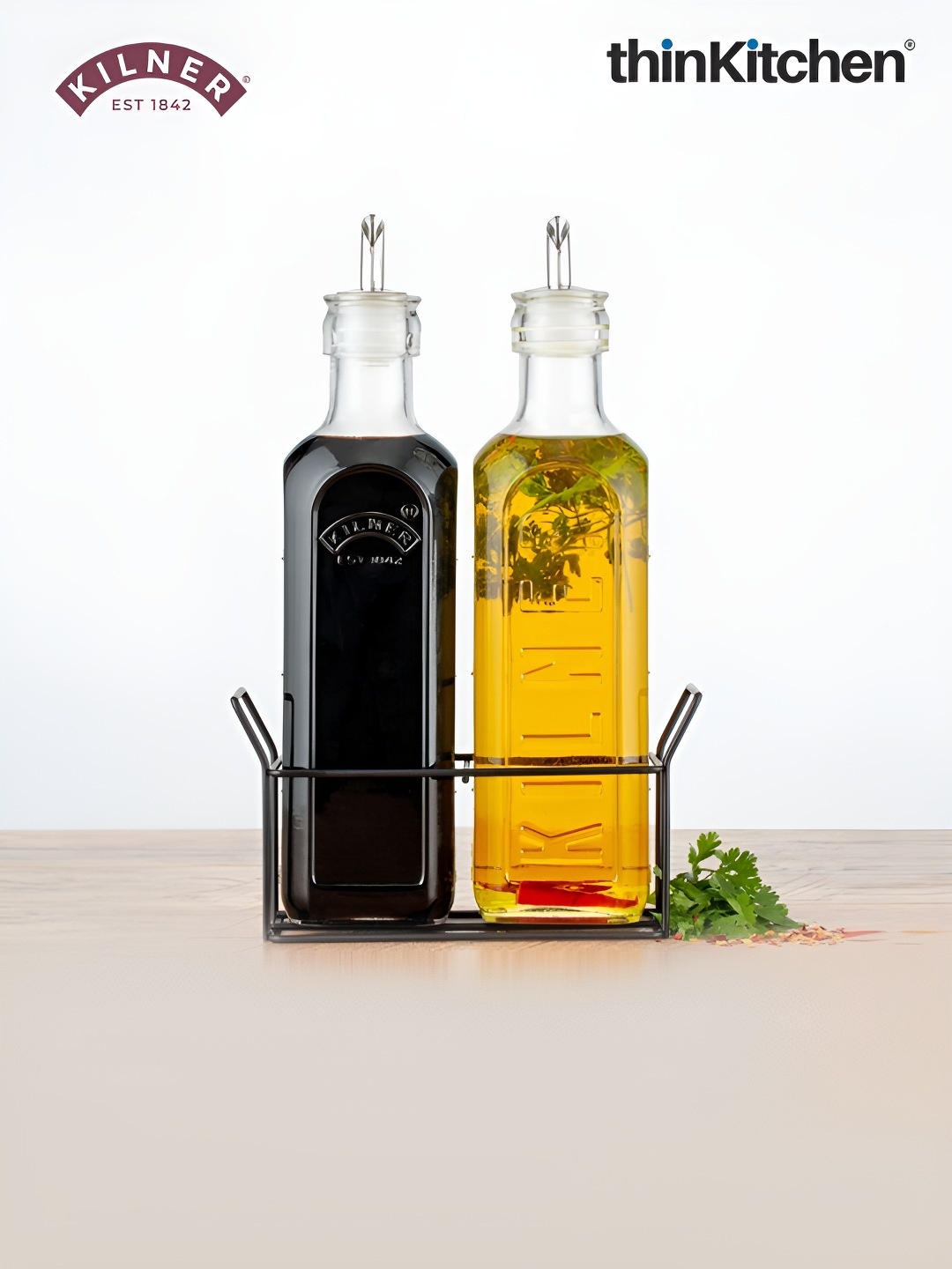 

KILNER Transparent 2 Pieces Glass Dishwasher Safe Oil Dispenser 600 ml