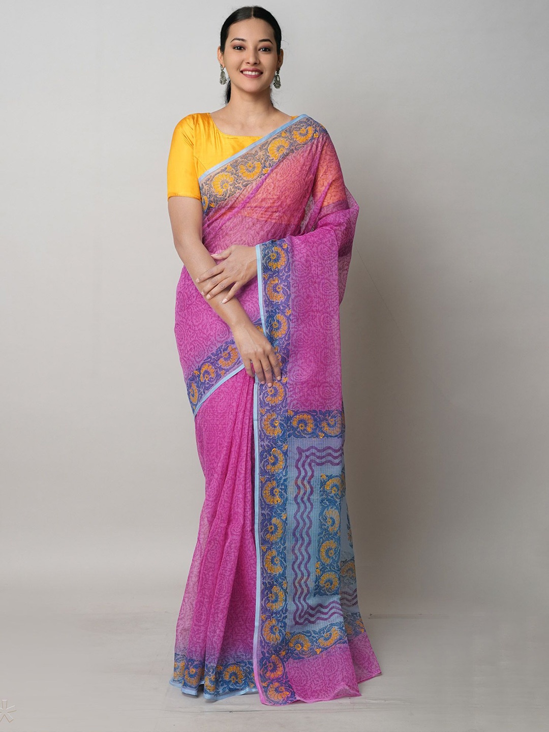 

Unnati Silks Ethnic Motifs Pure Cotton Handloom Kota Saree, Pink