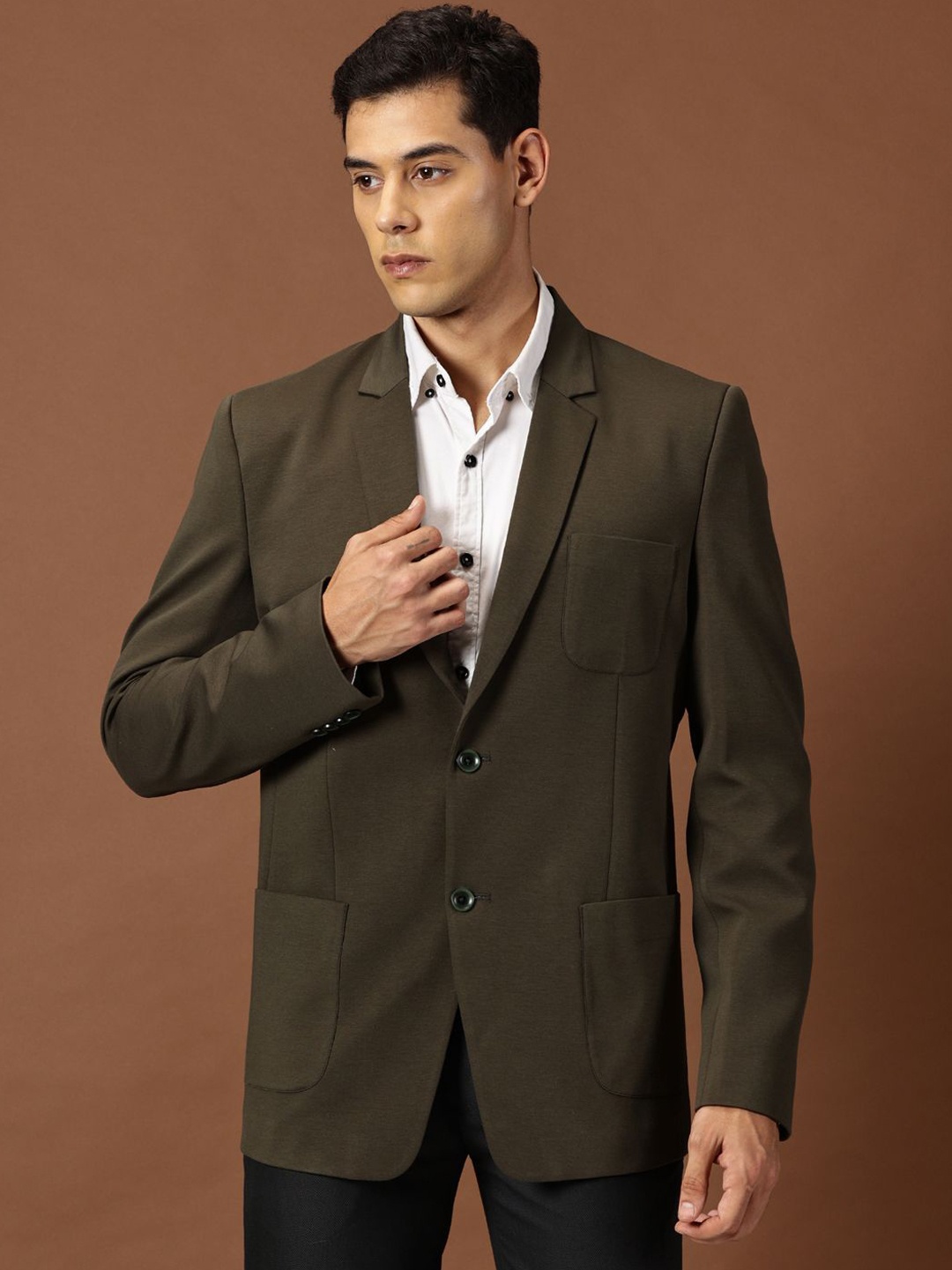 

INVICTUS Men Slim-Fit Single-Breasted Formal Blazer, Olive