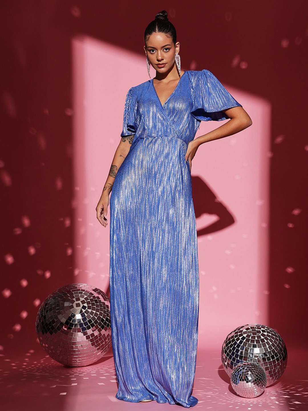 

BAESD Embellished Satin Maxi Dress, Blue