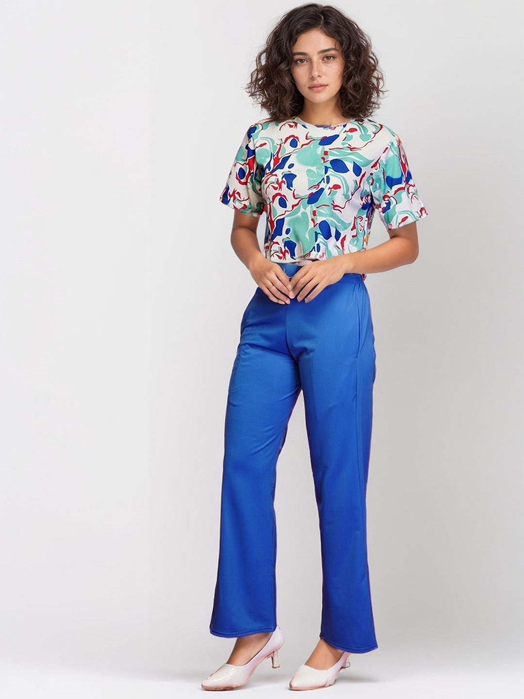 

DressBerry Floral Printed T-shirt & Trouser Co-Ords, Blue