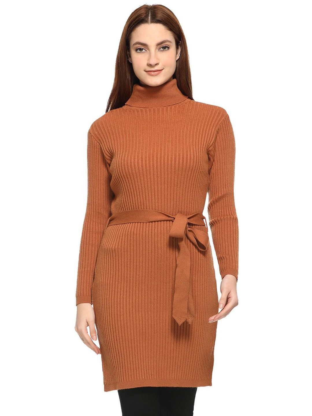 

TWENTY ME Self Design High Neck Top, Yellow