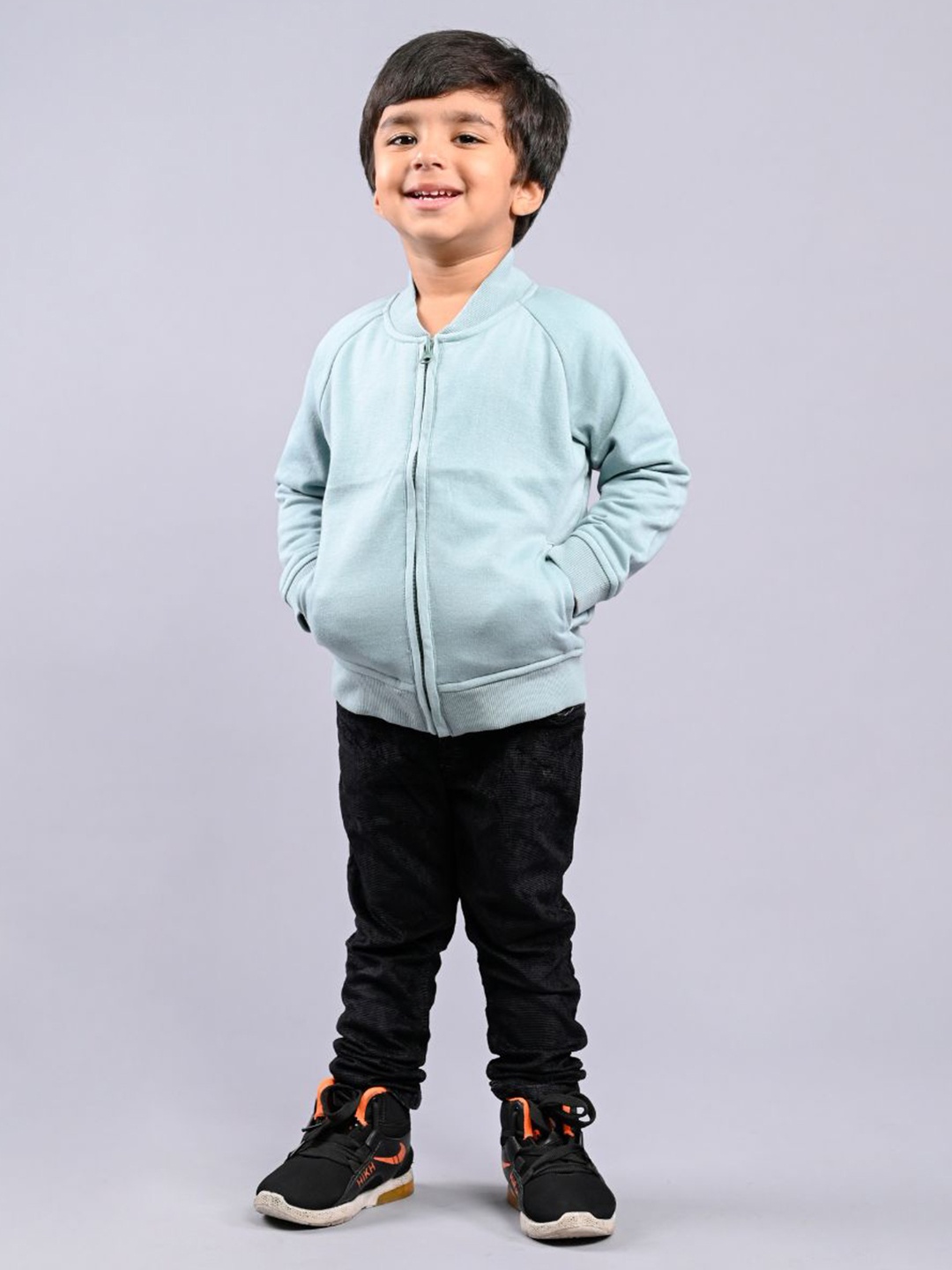 

Sweetlime By AS Boys Round Neck Long Sleeves Front Open Sweatshirt, Turquoise blue
