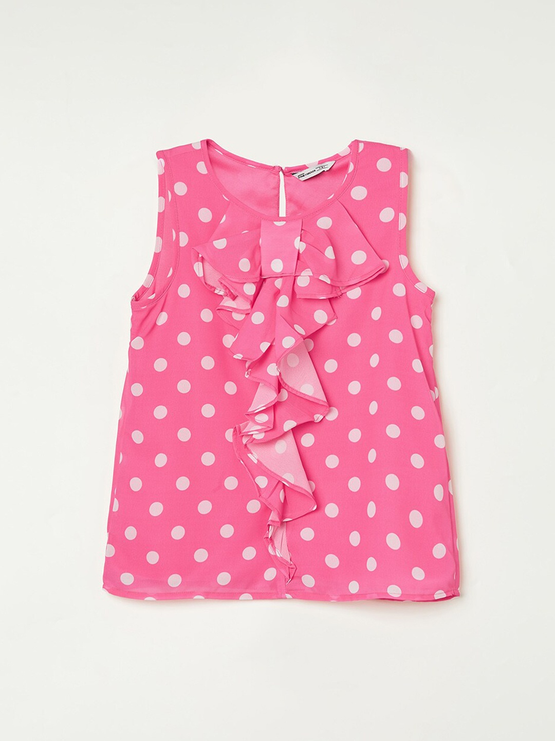 

Fame Forever by Lifestyle Girls Round Neck Polka Dot Print Top, Pink