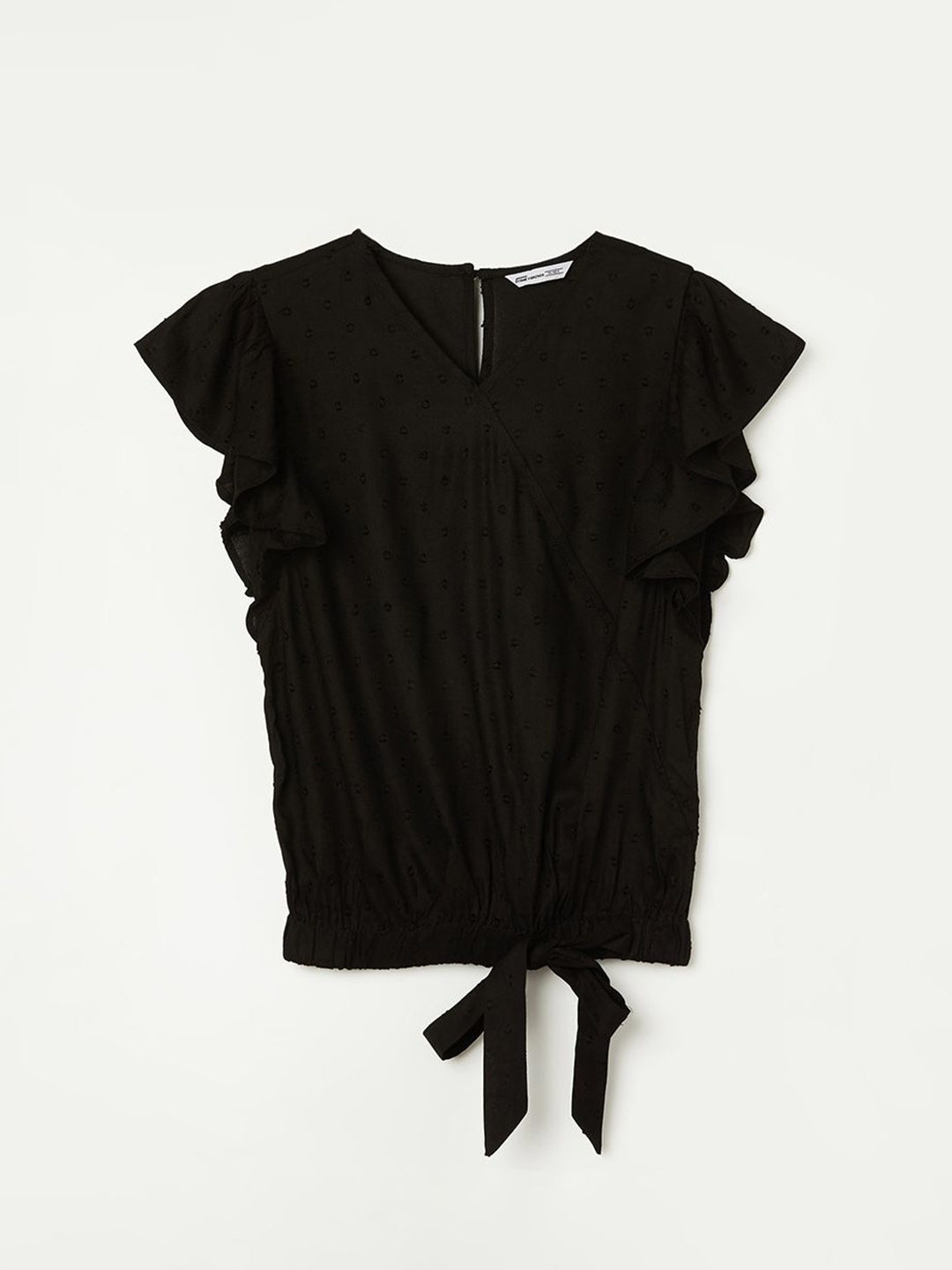 

Fame Forever by Lifestyle Girls Flutter Sleeve V-Neck Top, Black