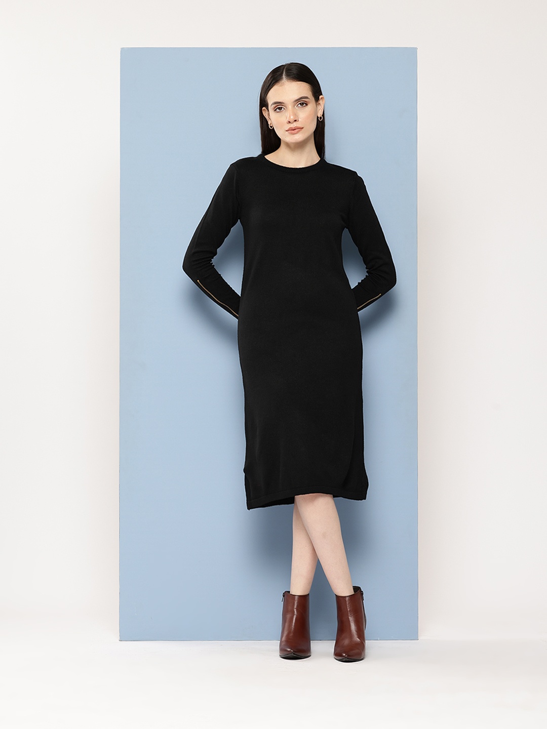 

Chemistry Long Sleeves Acrylic Jumper Dress, Black