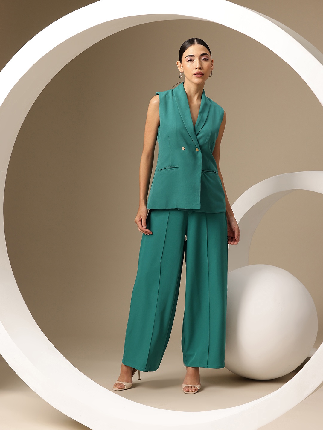 

Chemistry Formal Waistcoat with Trousers Co-Ords, Teal