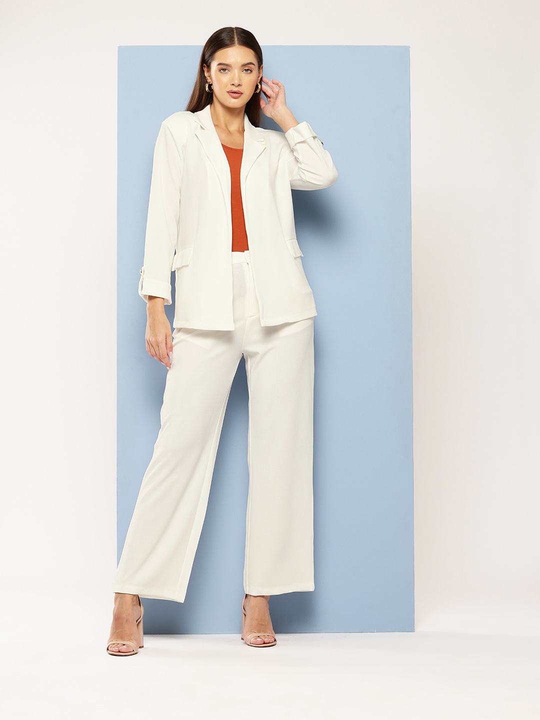 

Chemistry Lapel Collar Blazer with Trousers Co-Ords, Off white