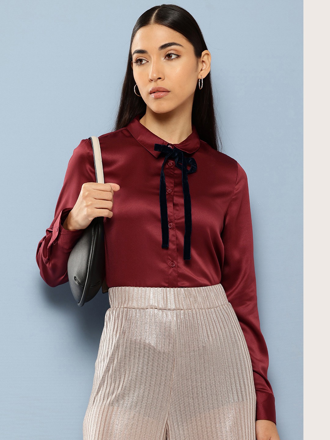 

Chemistry Satin Neck-Tie Formal Shirt, Maroon