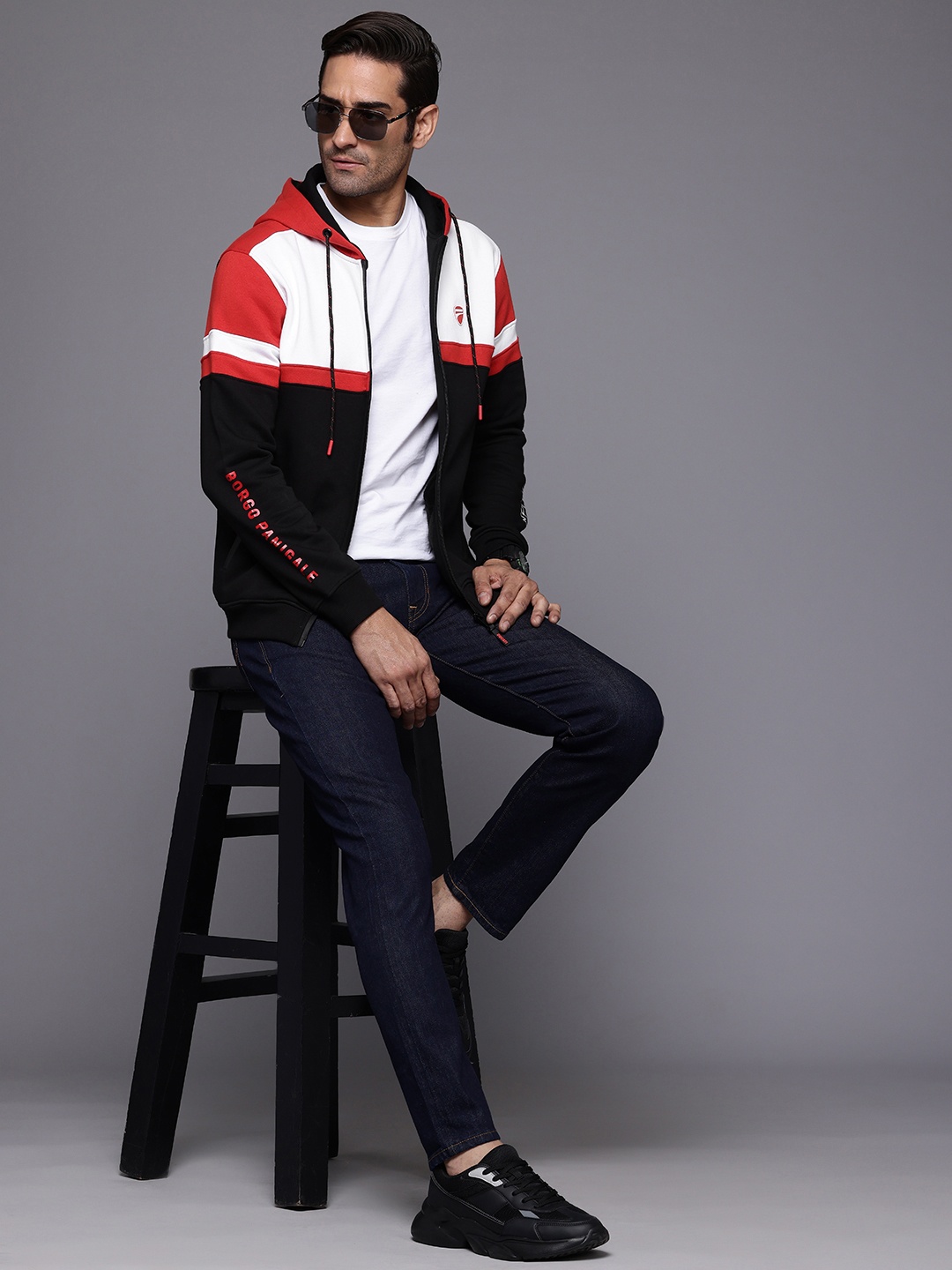 

Ducati Colourblocked Hooded Front-Open Sweatshirt, Red