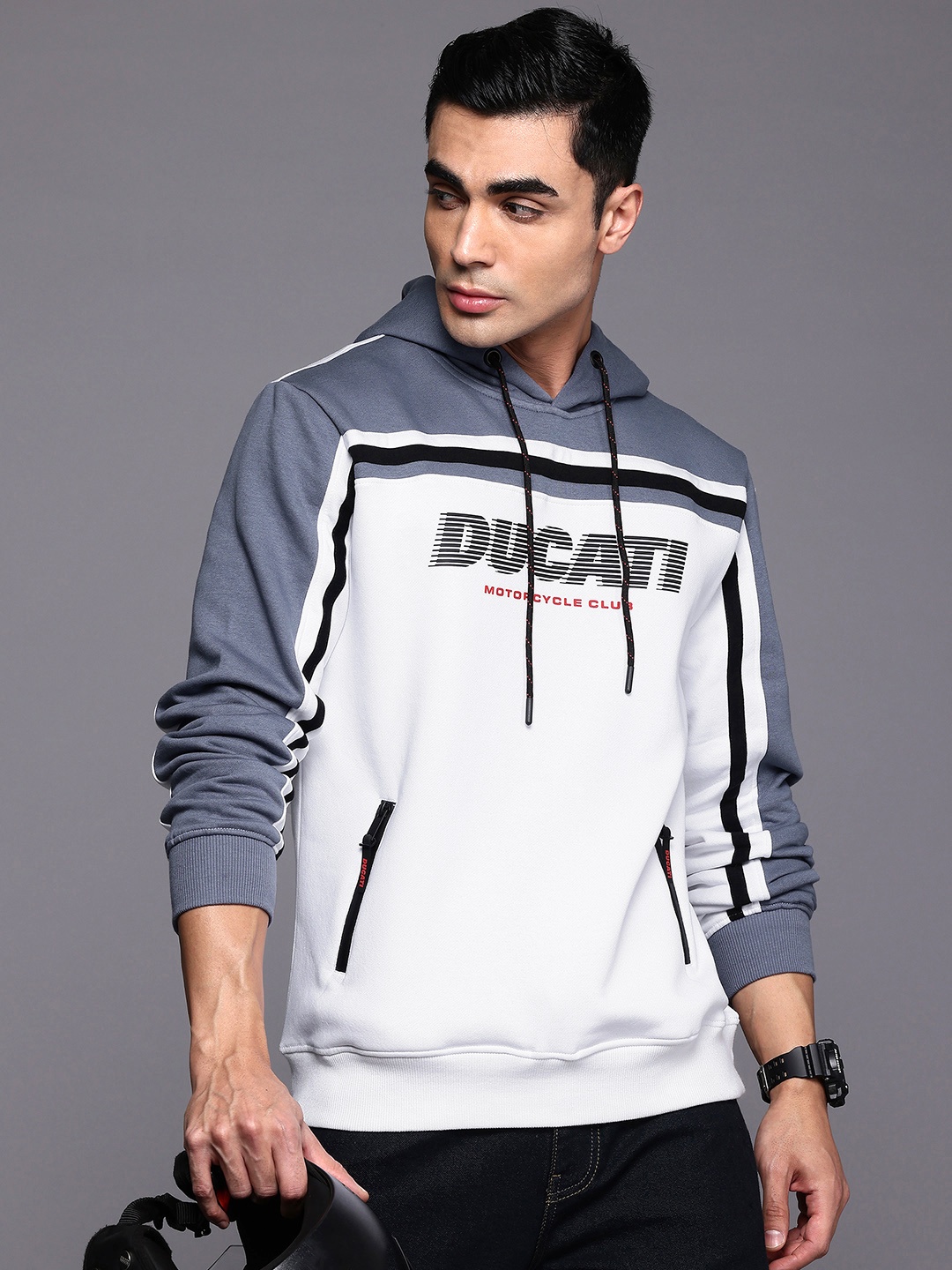 

Ducati Printed Hooded Colourblocked Sweatshirt, White